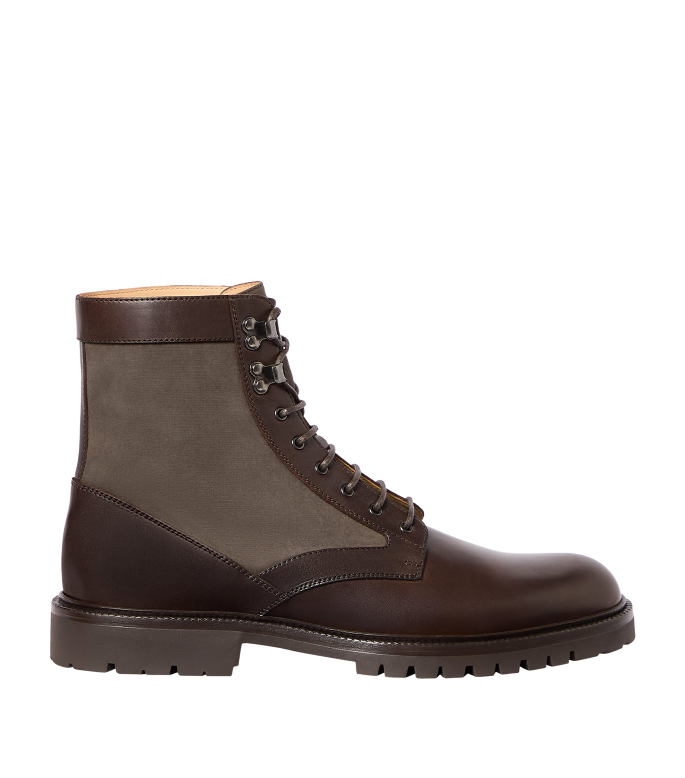 Brunello Cucinelli Leather Lace-Up Ankle Boots