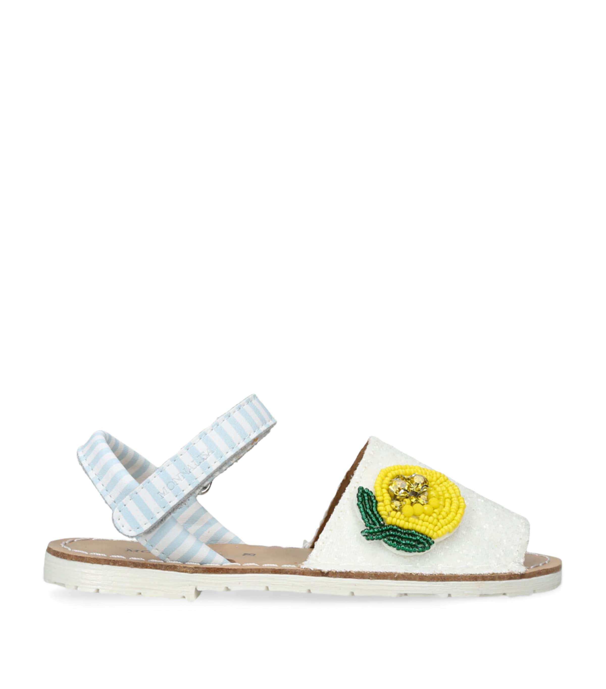 Embellished Stripe Lemon Sandals