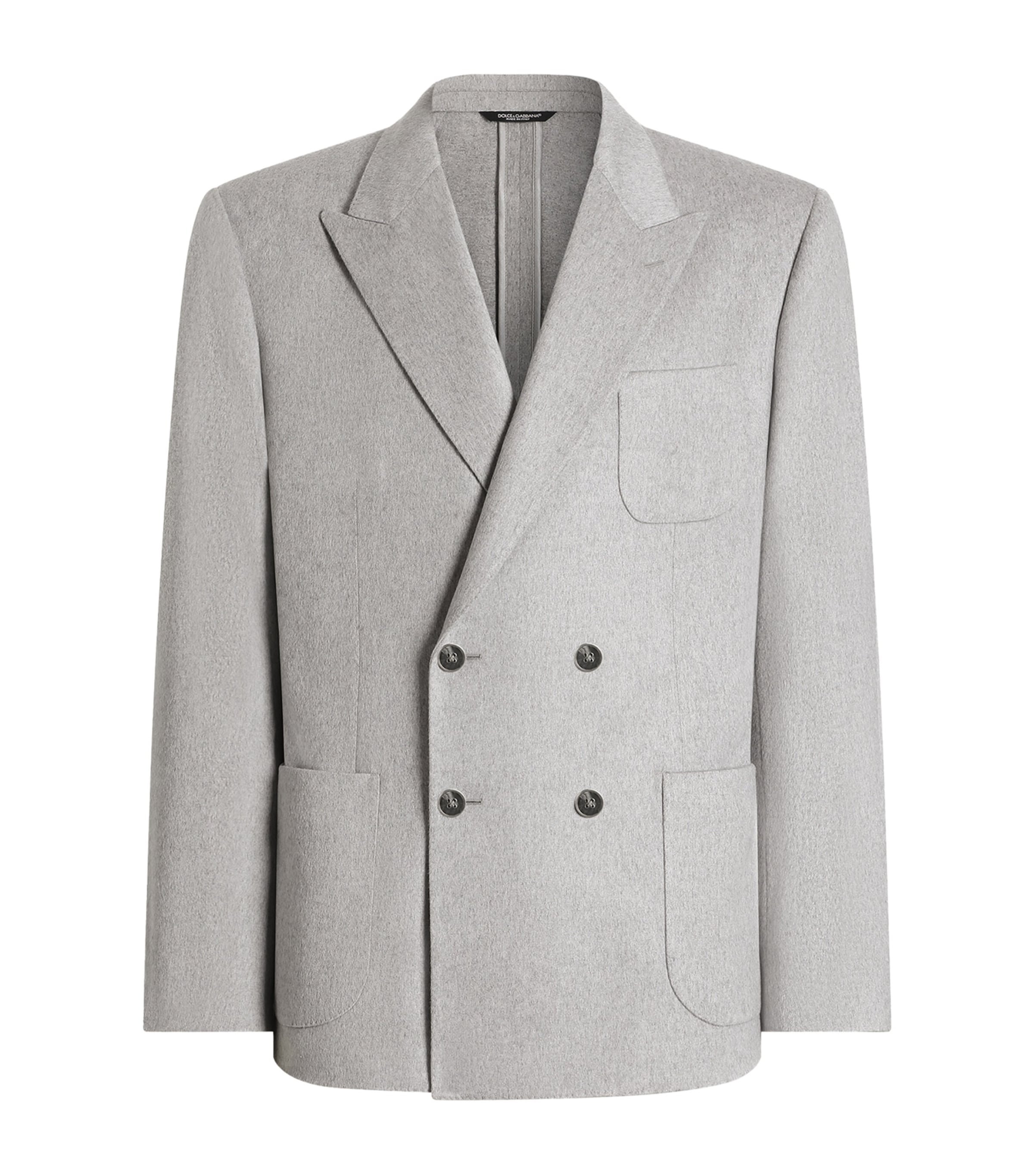 Dolce&Gabbana Mens Virgin Wool Double-Breasted Jacket Melange Grey
