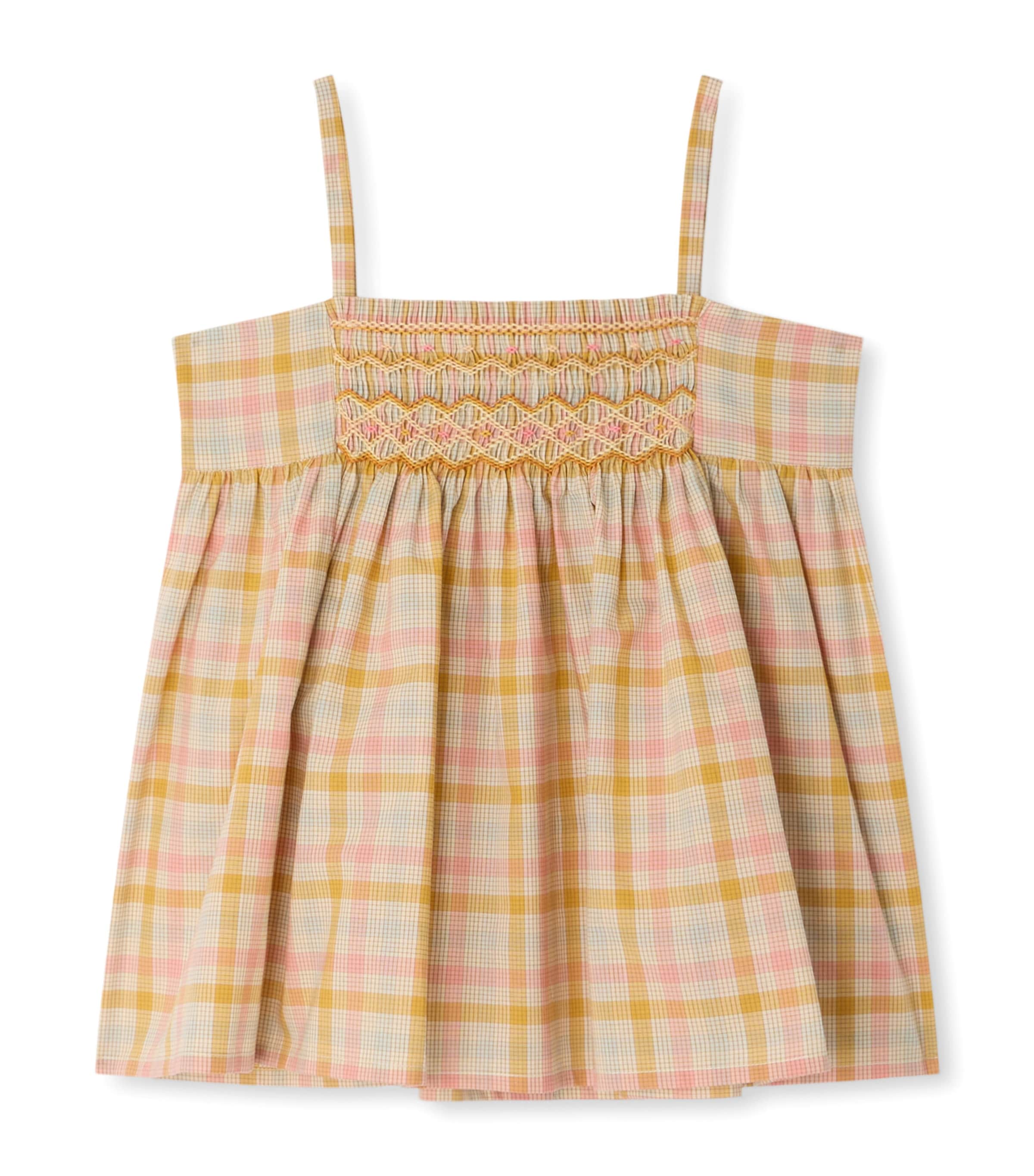 Bonpoint Check Prunelle Tank Top (10-14 Years) Ca Rose