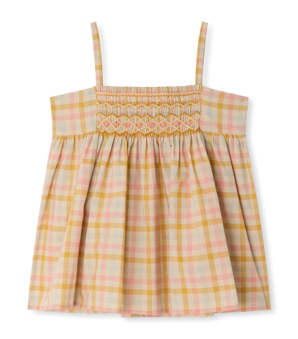 Bonpoint Check Prunelle Tank Top (10-14 Years) Ca Rose