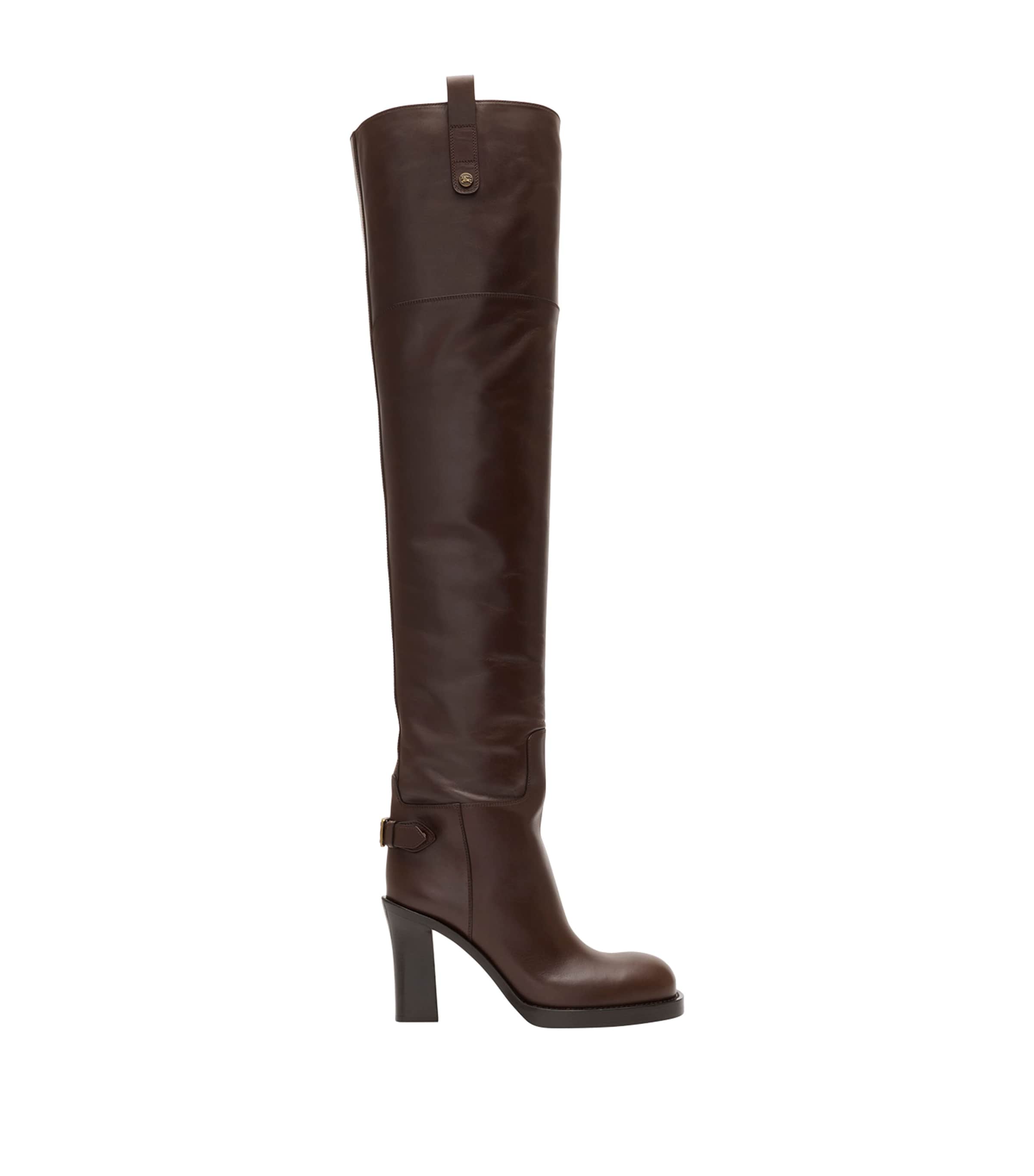 Calf Leather Cavalier Over-The-Knee Heeled Boots 100