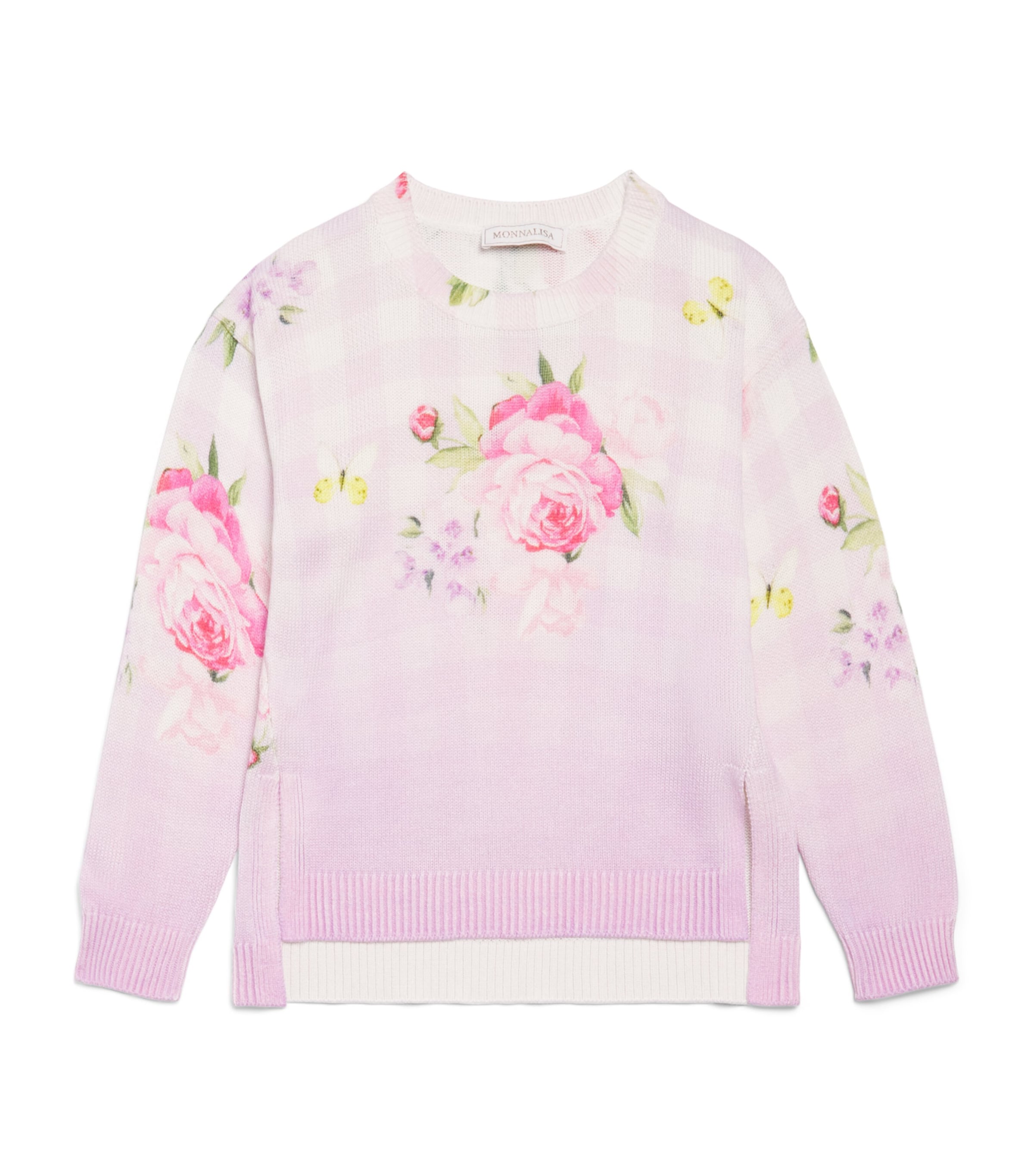 Monnalisa Floral Asymmetric-Hem Sweater (2-12 Years) Lilac