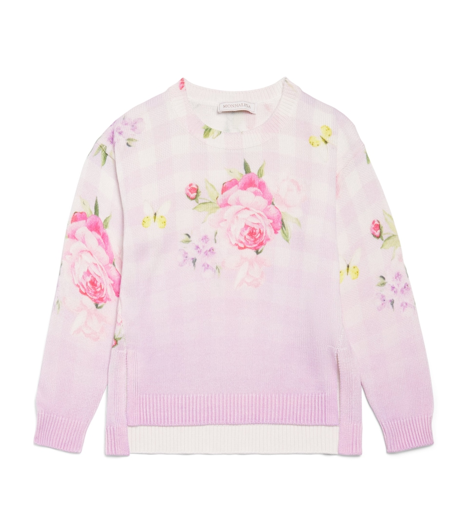 Monnalisa Floral Asymmetric-Hem Sweater (2-12 Years) Lilac