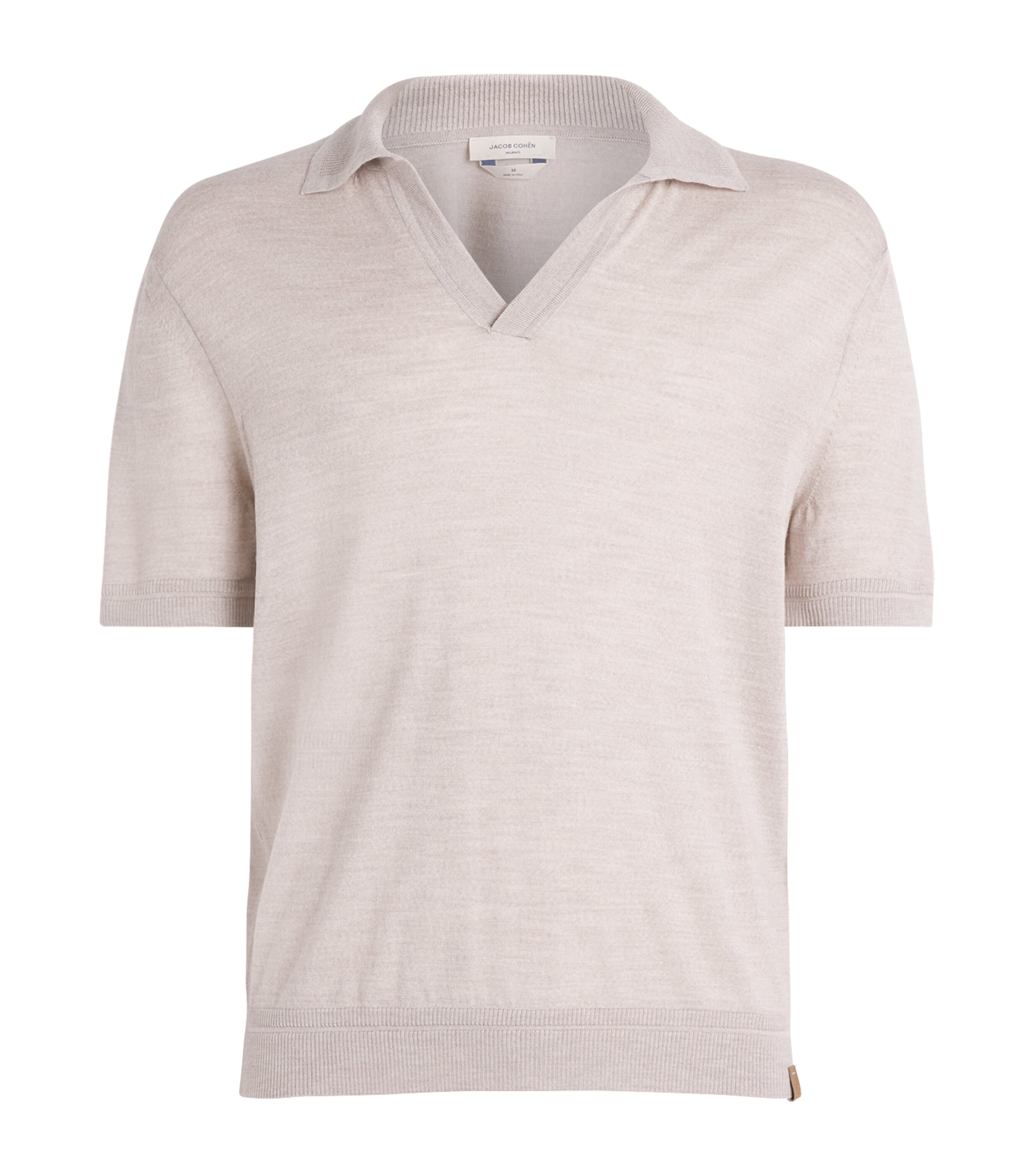 Jacob Cohën Mens Wool-Silk Polo Shirt Melange Beige