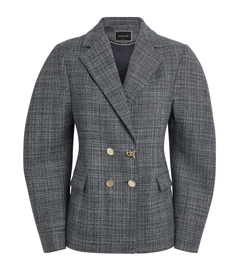 Fabiana Filippi Womens Virgin Wool Balloon Blazer Blu Notte
