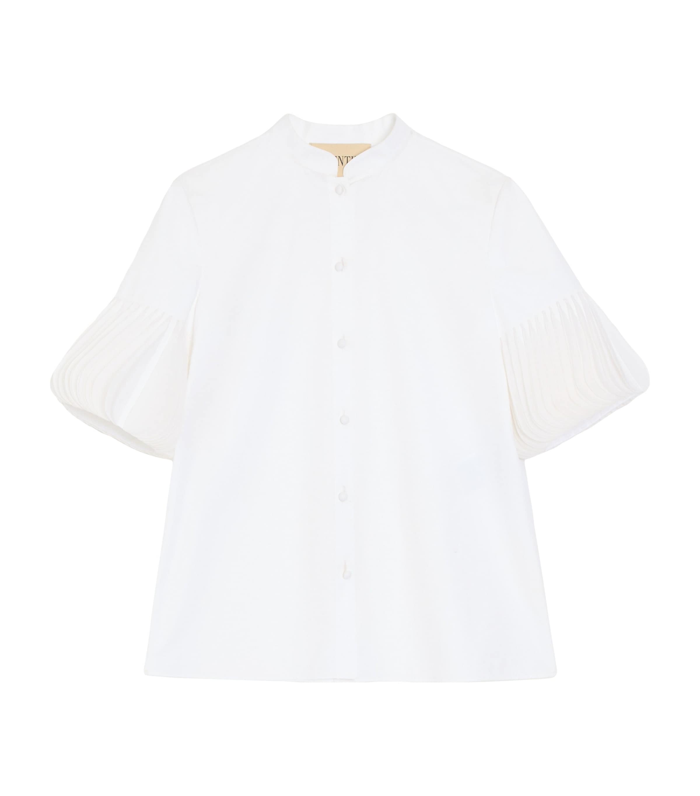 Cotton Organza-Cuff Shirt