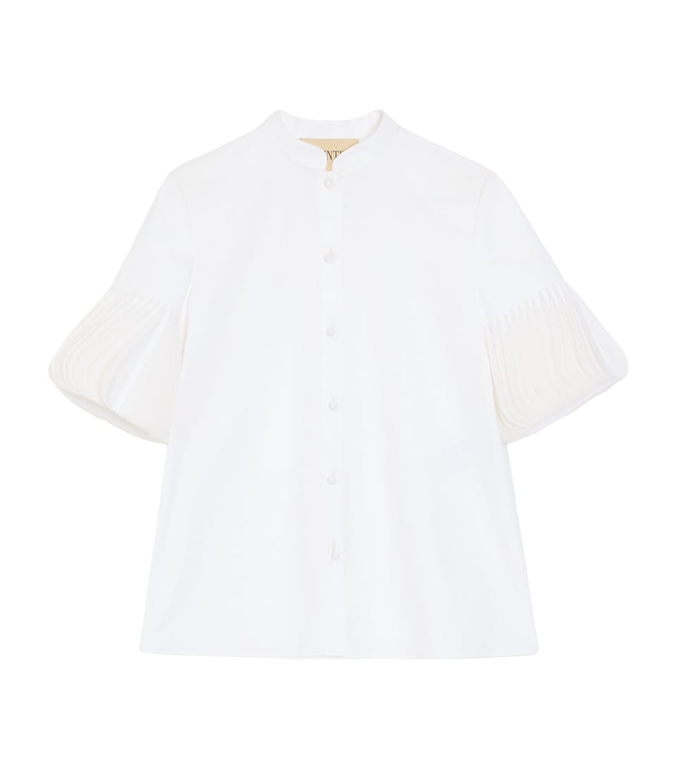 Cotton Organza-Cuff Shirt