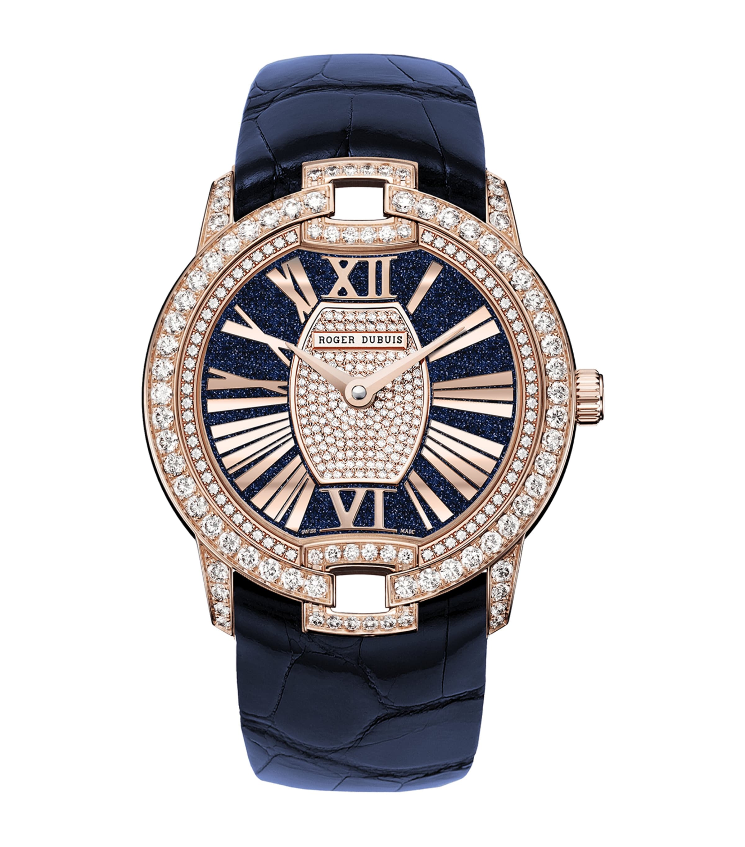 Roger Dubuis Rose Gold and Diamond Velvet Watch 36mm Blue