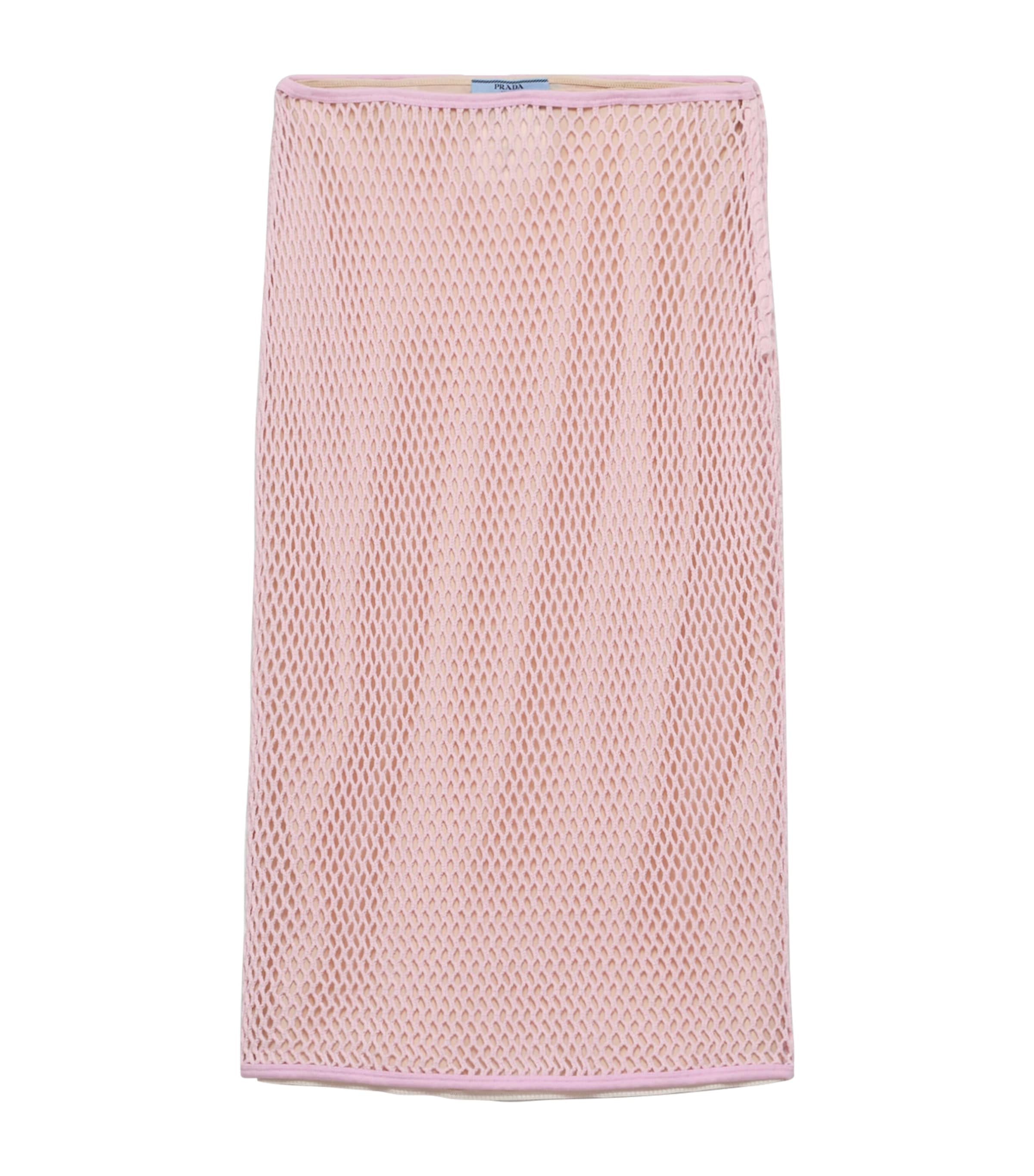Cotton Mesh Midi Skirt