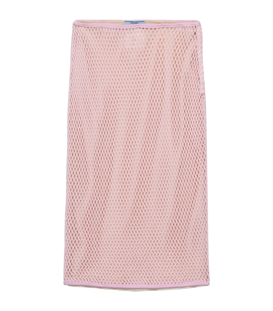 Cotton Mesh Midi Skirt