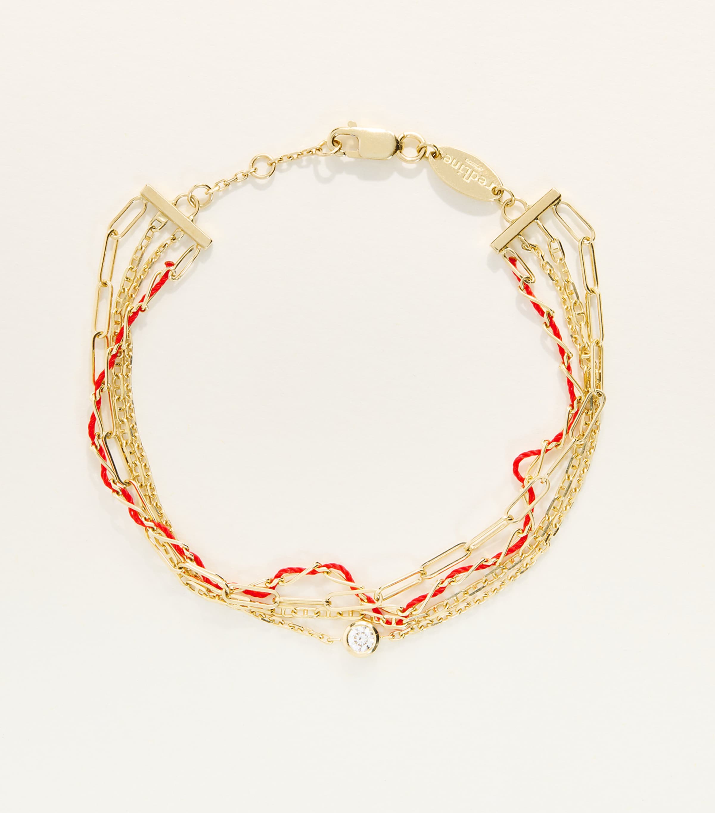 Redline Yellow Gold and Diamond Generous Bracelet Red