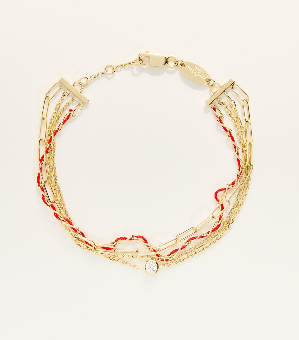 Redline Yellow Gold and Diamond Generous Bracelet Red