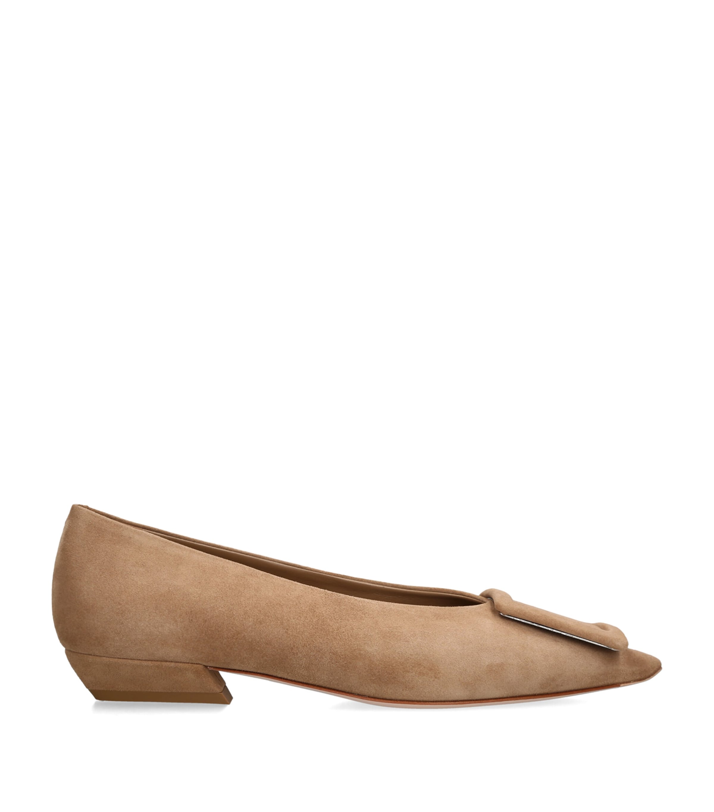 Roger Vivier Suede Viv In The City Ballet Flats Beige