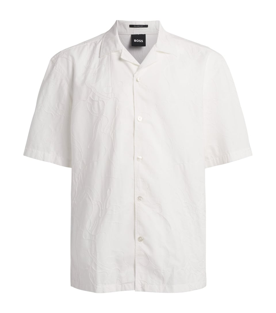 BOSS Mens Cotton Embroidered Shirt White