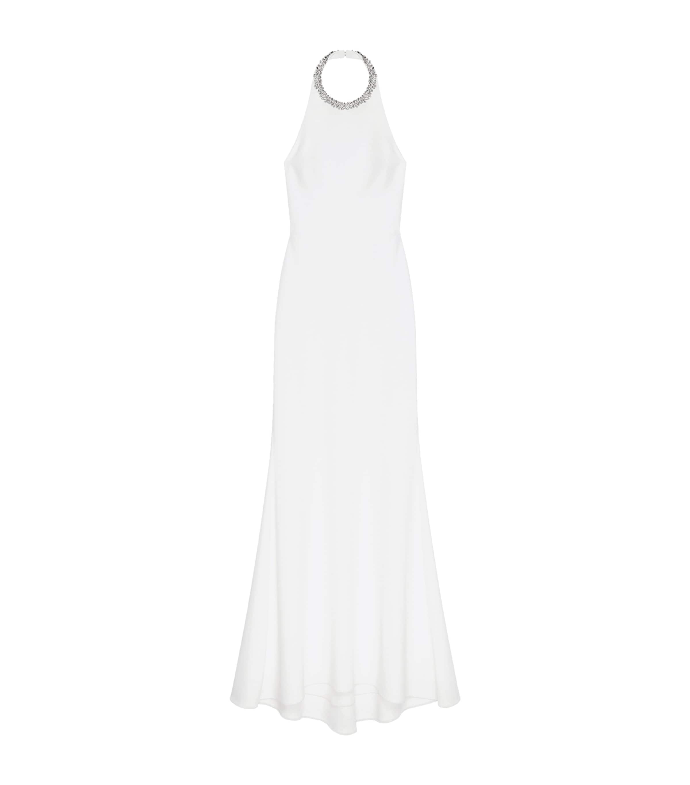 Satin Embellished Halterneck Dress