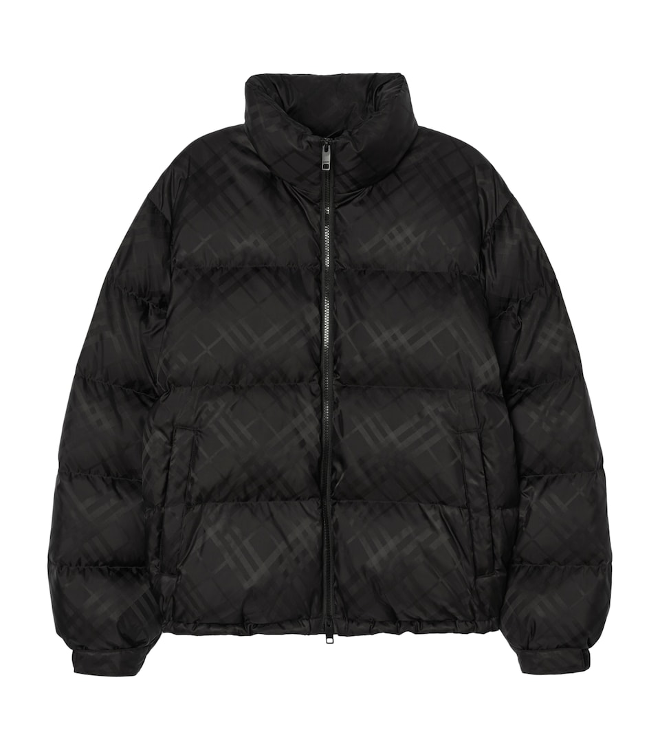 Burberry Mens Down Check Puffer Jacket Black