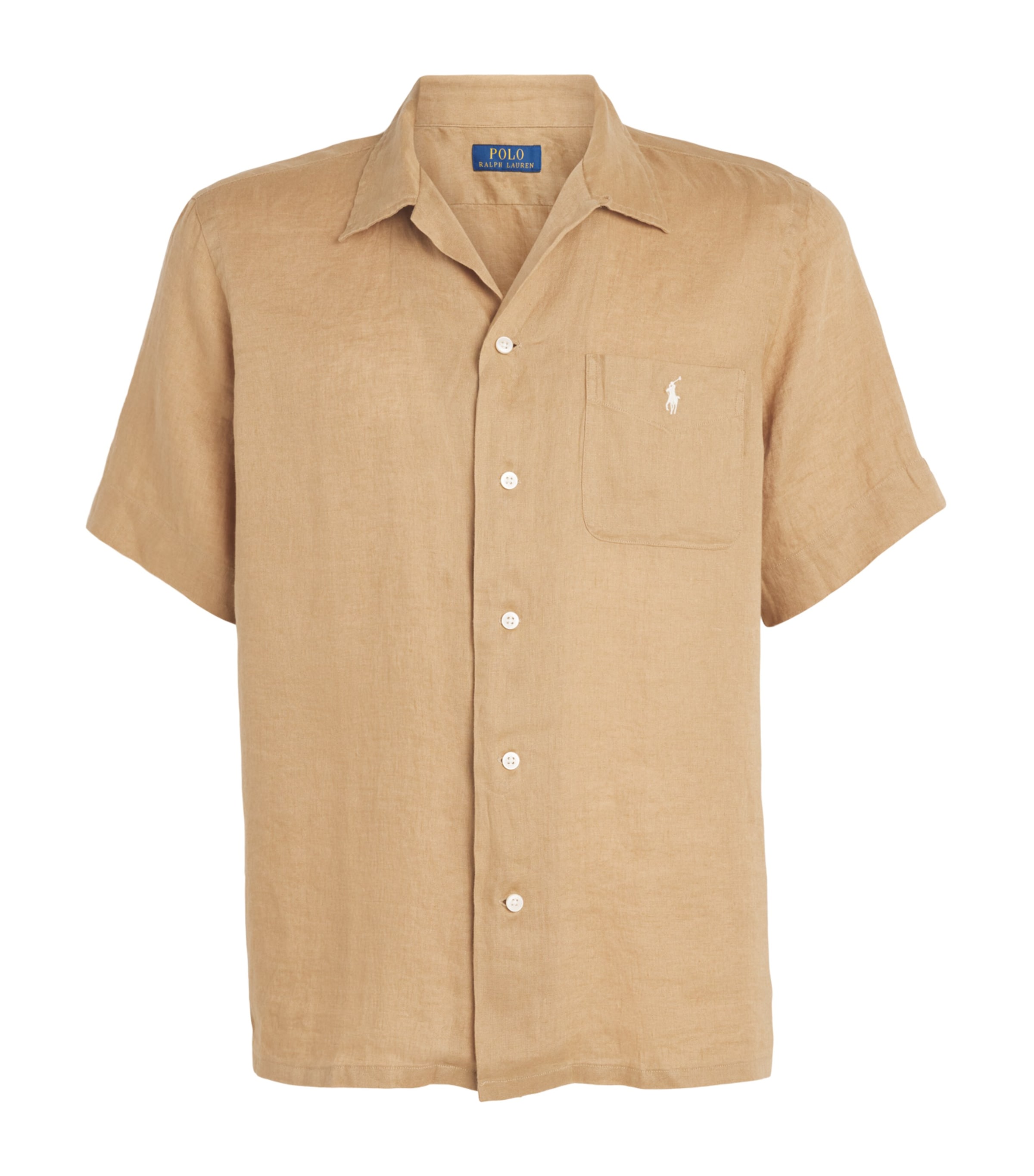 Polo Ralph Lauren Mens Linen Short-Sleeve Classic-Fit Shirt Cafe Tan
