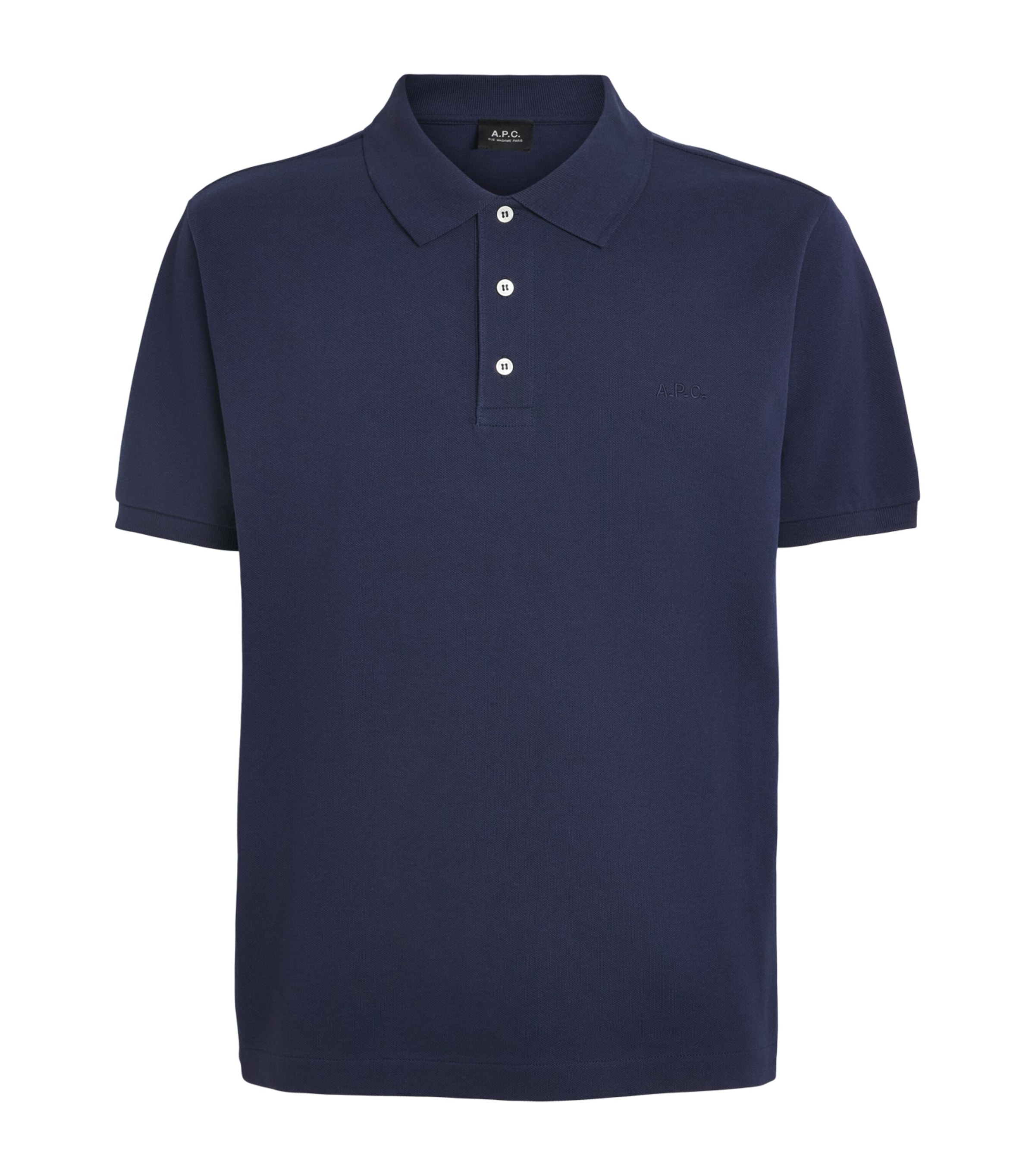A.P.C. Mens Cotton Logo Polo Shirt Iak Dark Navy
