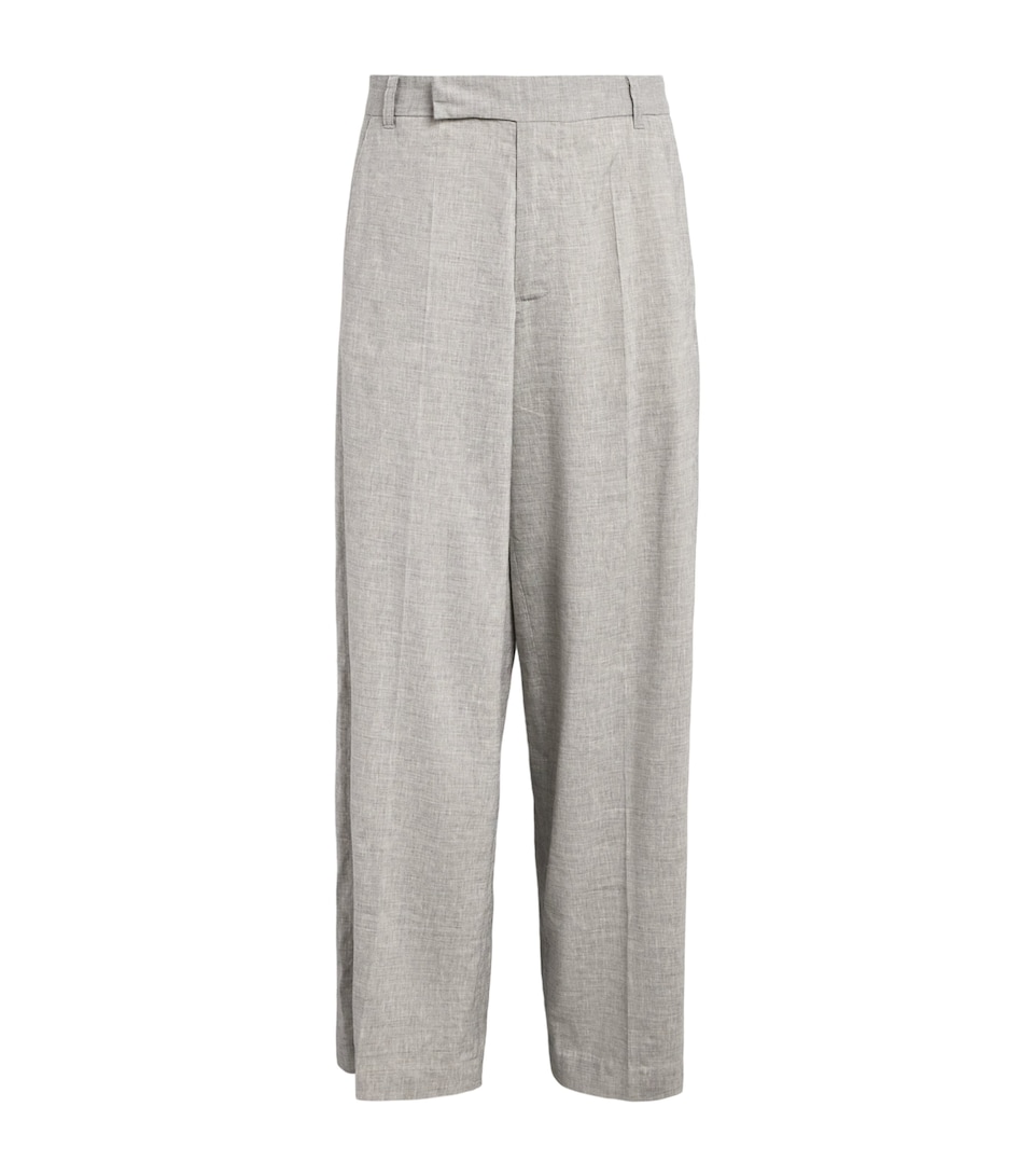 Won Hundred Mens Linen-Blend Eron Tailored Trousers Light Grey Melange