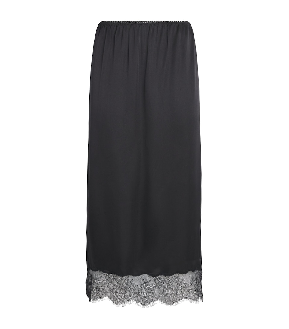 ANINE BING Womens Silk-Blend Shelby Midi Skirt Black