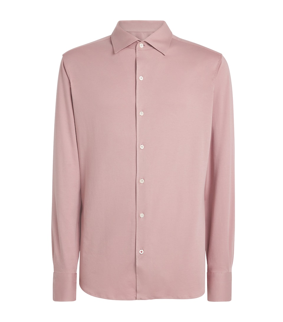 Isaia Mens Cotton Jersey Sport Shirt