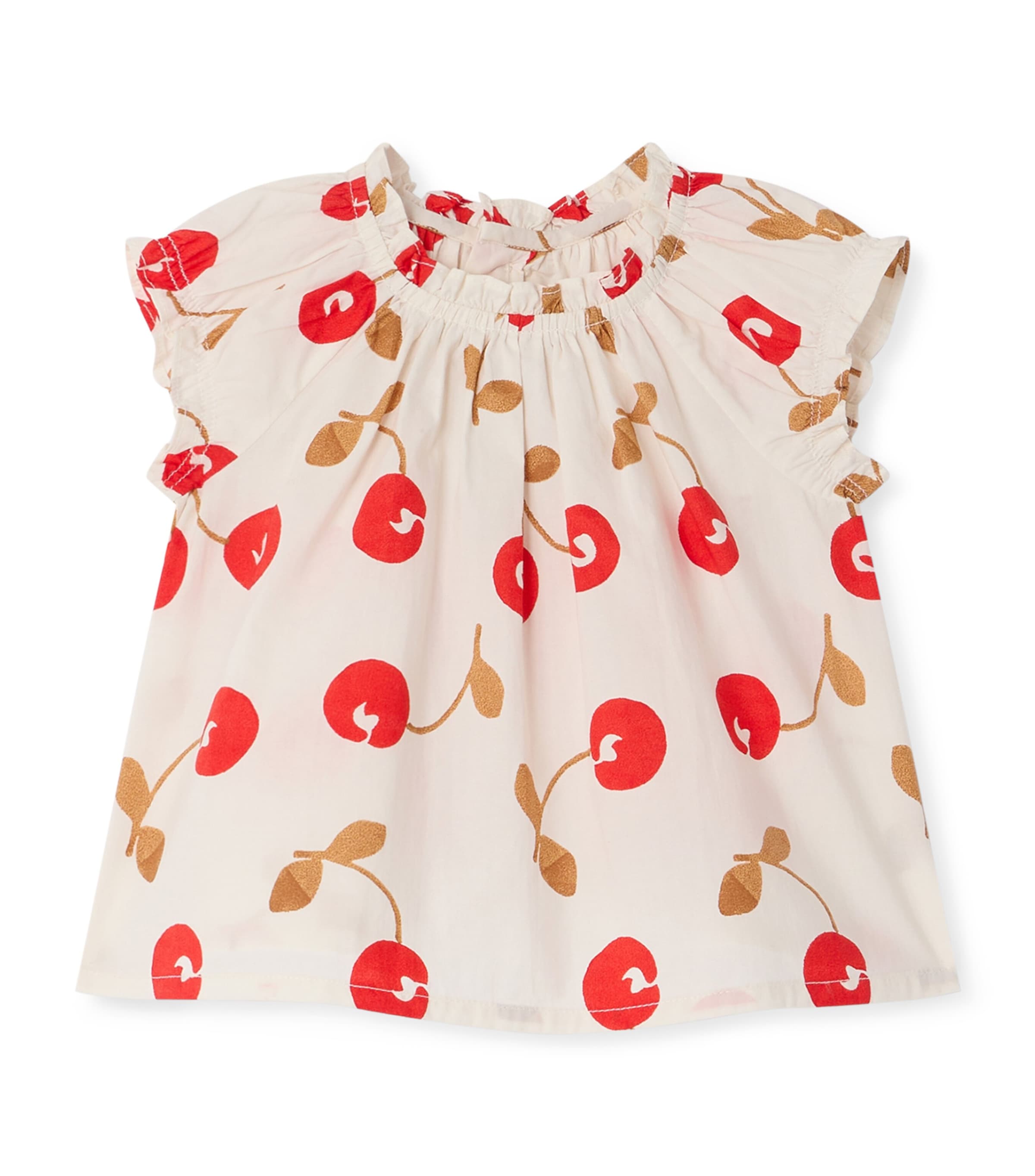 Bonpoint Cotton Cherry Print Blouse (6-18 Months) Ecru