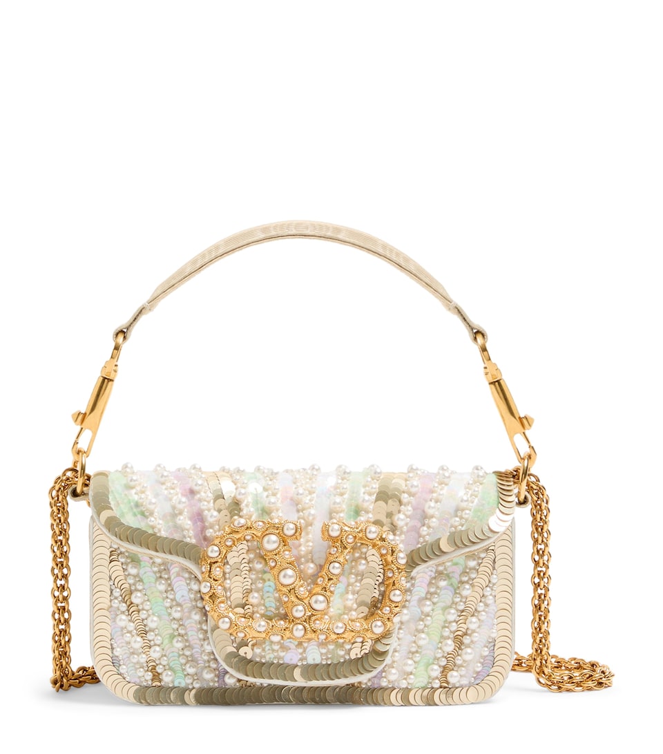 Valentino Garavani Small Embellished Locò Shoulder Bag