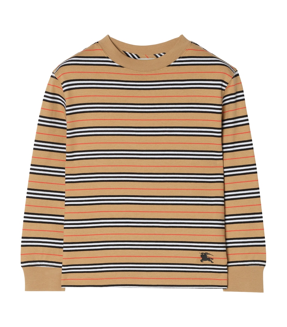 Burberry Kids Cotton Icon Stripe T-Shirt (14 Years) Sand Ip Check