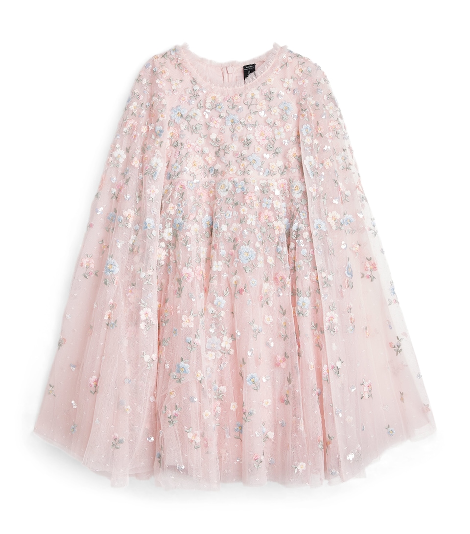 Embroidered Floral Dahlia Cape Dress (3-12 Years)