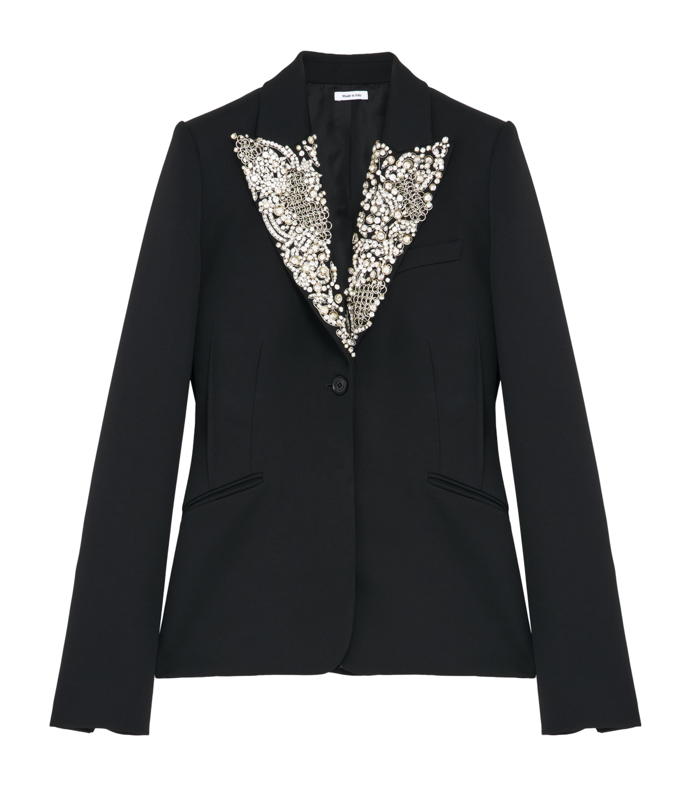 Wool Embellished Single-Breasted Jacket