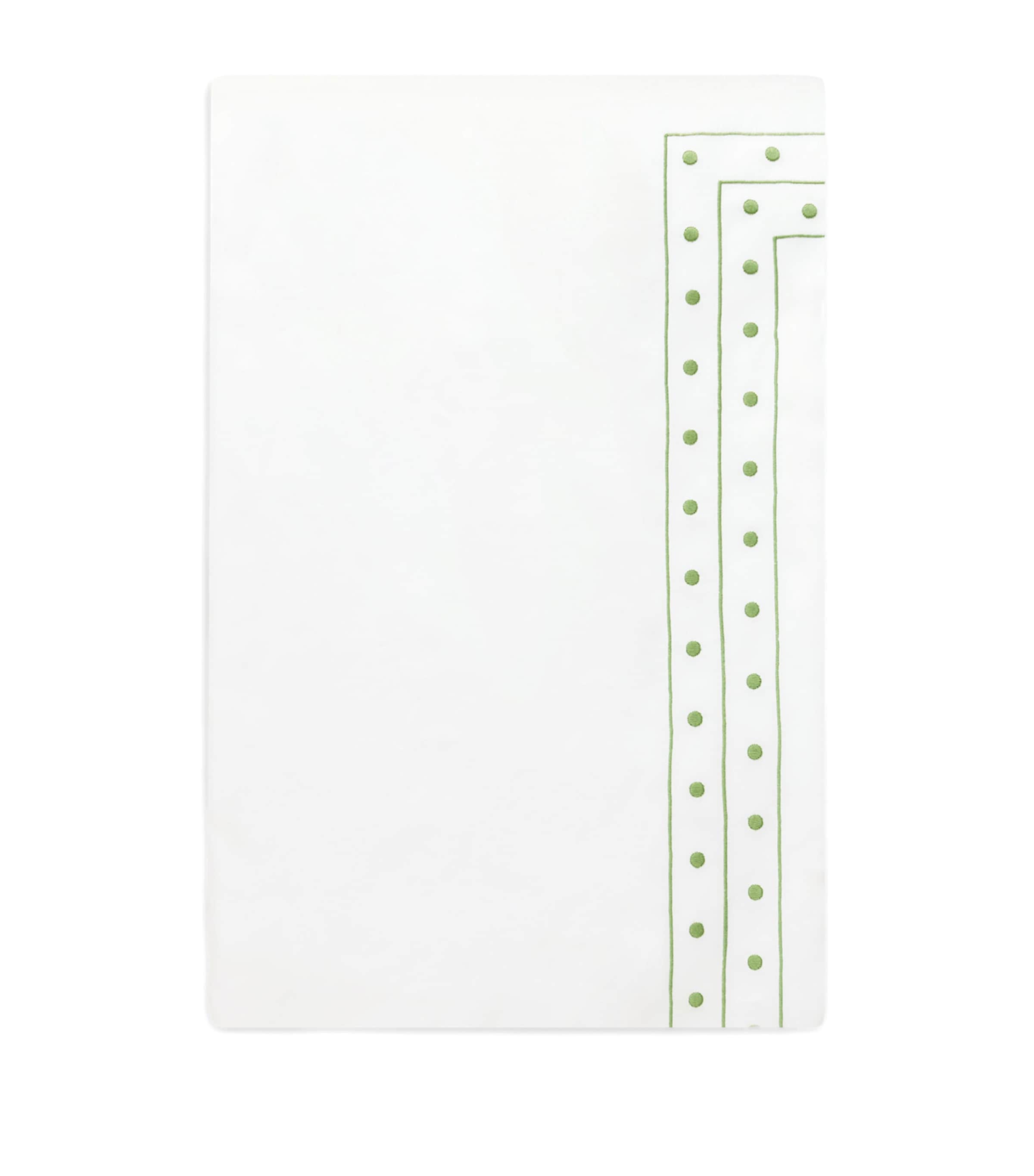 Loretta Caponi Cotton Stripes and Dots Super King Duvet Cover (260cm x 220cm) White With Sage