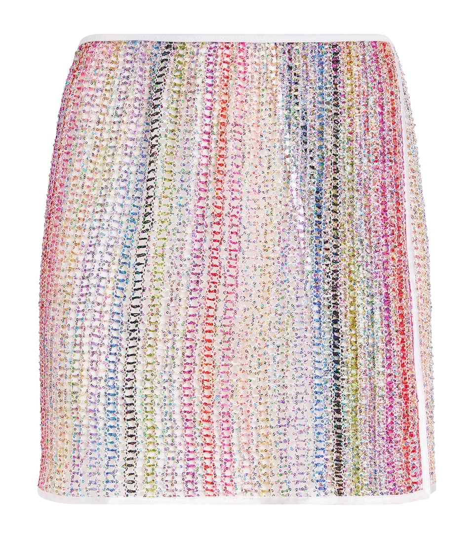 Open-Knit Sequinned Mini Skirt