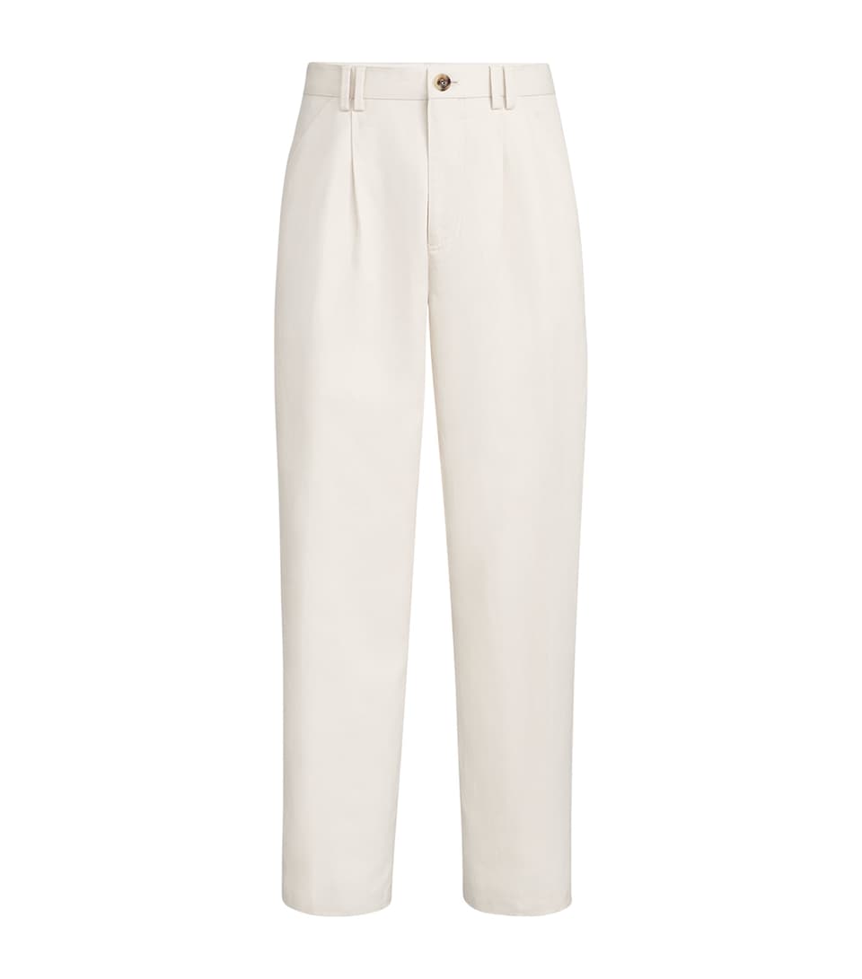 Brunello Cucinelli Mens Cotton-Linen Pleated Trousers