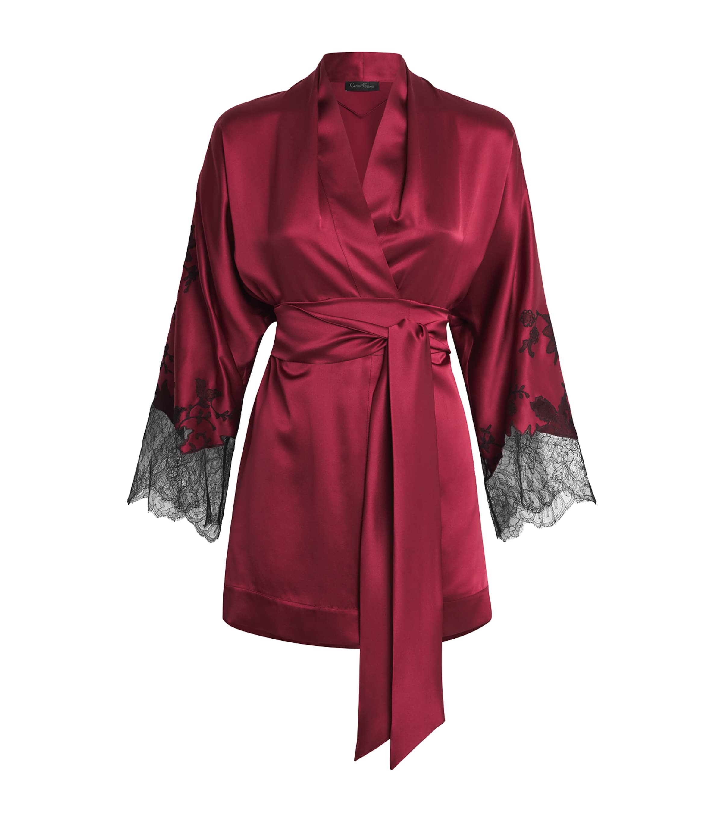 Carine Gilson Womens Silk Short Hanae Robe Rubis Red