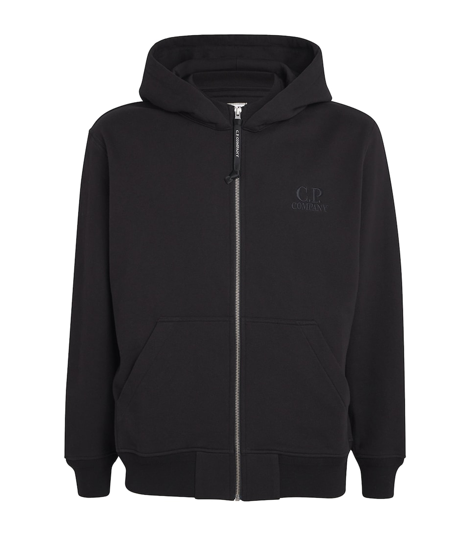 Cotton Logo Zip-Up Hoodie