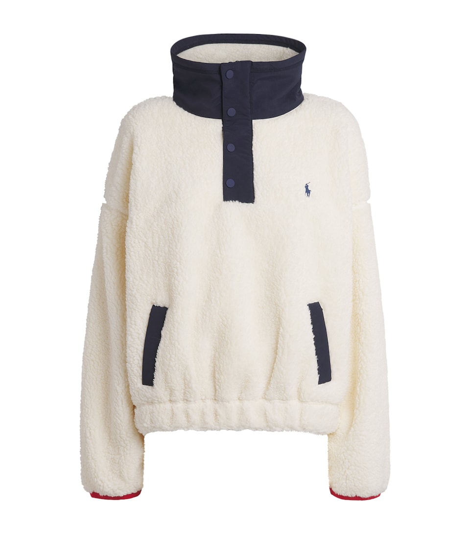 Polo Ralph Lauren Womens Fleece Polo Bear Sweater Clubhouse Cream Mlti