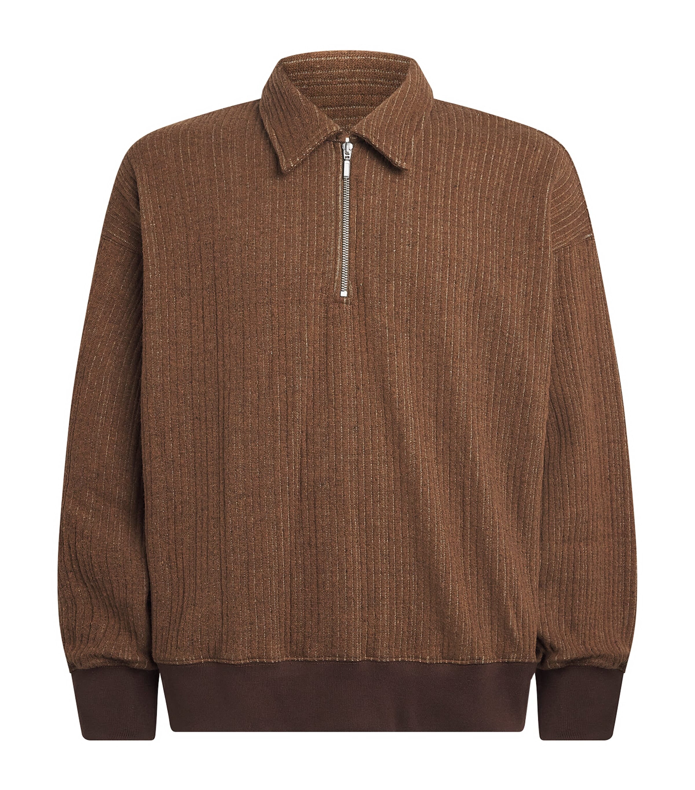 Song For The Mute Mens Quarter-Zip Collared Sweater Brown