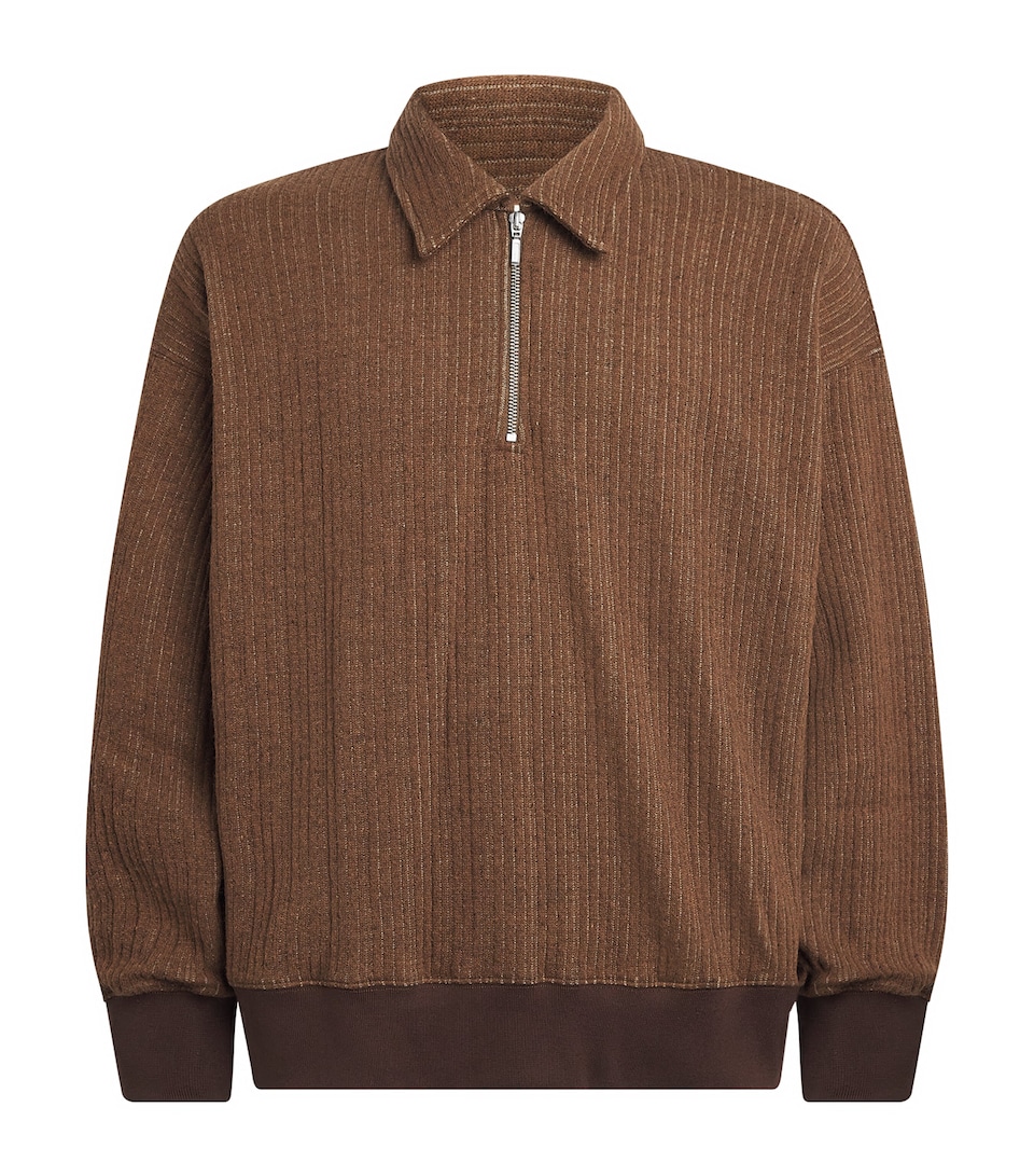 Song For The Mute Mens Quarter-Zip Collared Sweater Brown