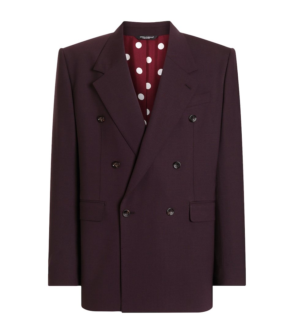 Dolce&Gabbana Mens Wool-Blend Palermo Double-Breasted Blazer Brown Dark V