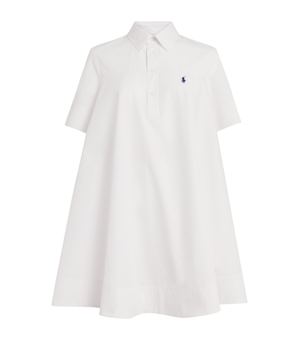 Polo Ralph Lauren Womens Cotton Babydoll Mini Shirt Dress White