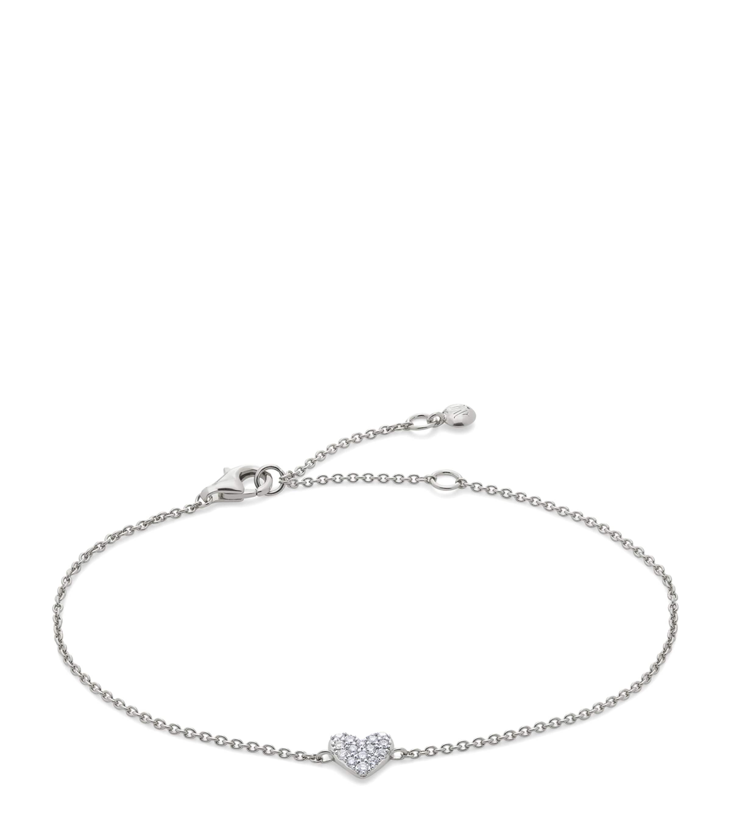 Sterling Silver and Diamond Heart Bracelet