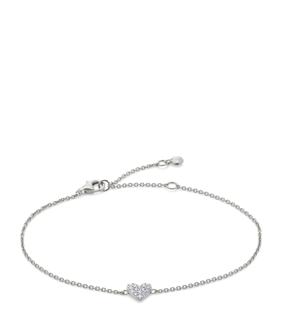 Sterling Silver and Diamond Heart Bracelet