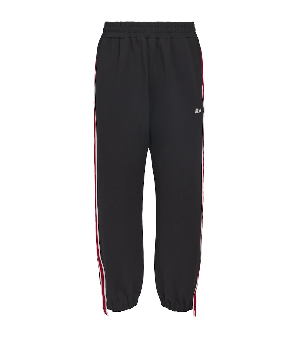 Rhude Mens Cotton-Blend Hamptons Track Sweatpants Blk/wht/red