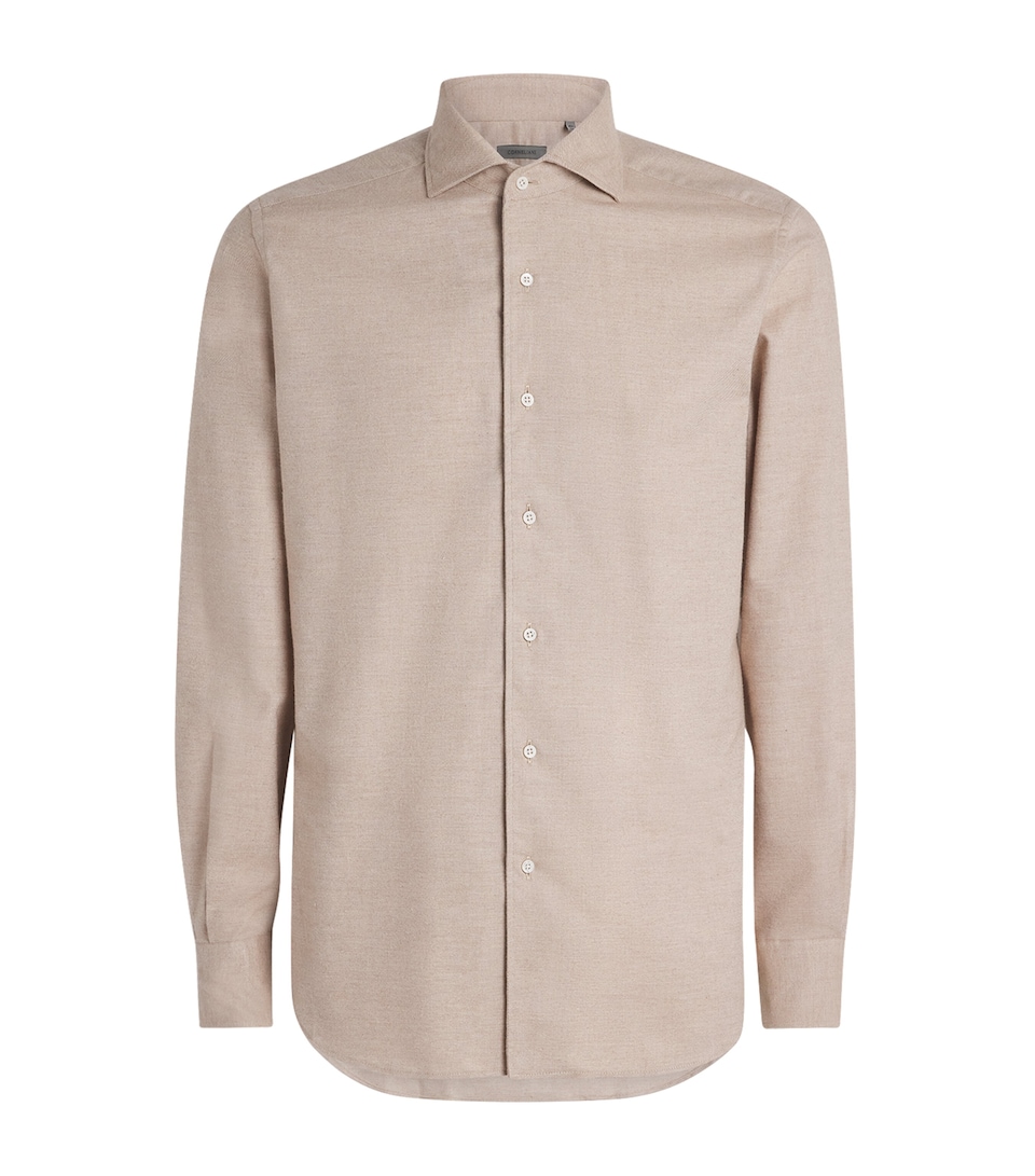 Corneliani Mens Cotton-Cashmere Shirt Natural / Beige
