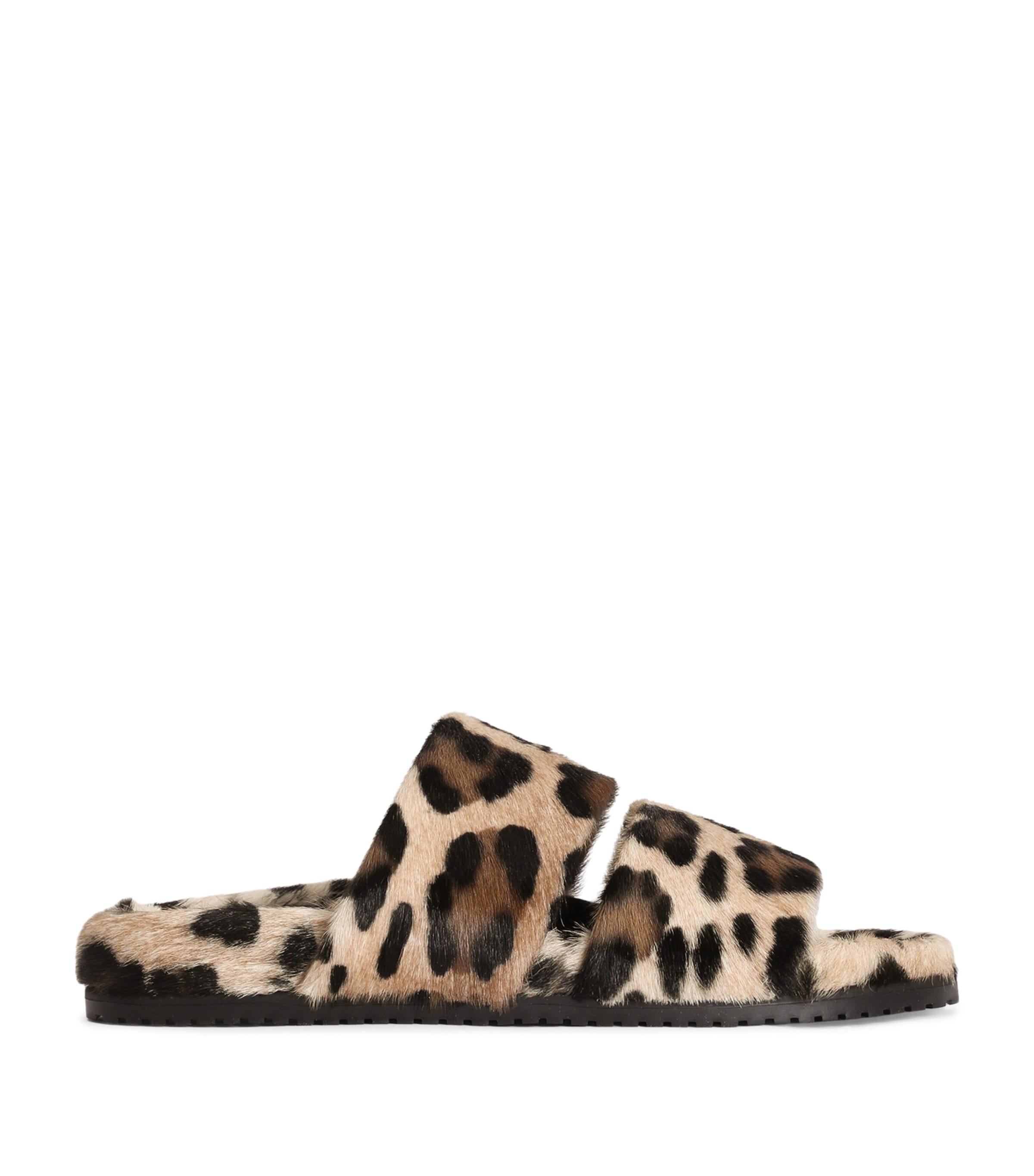 Dolce&Gabbana Leather Leopard Print Slides Print Leopardo