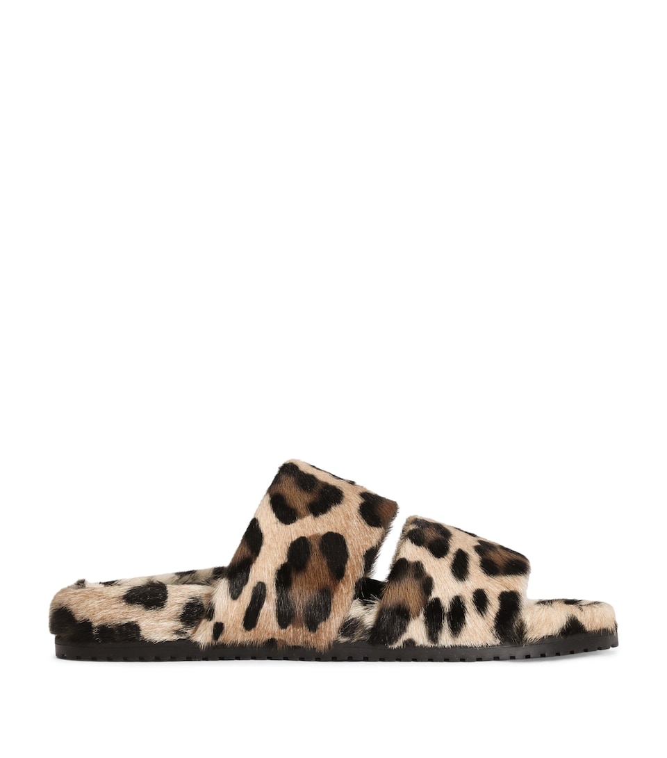 Dolce&Gabbana Leather Leopard Print Slides Print Leopardo