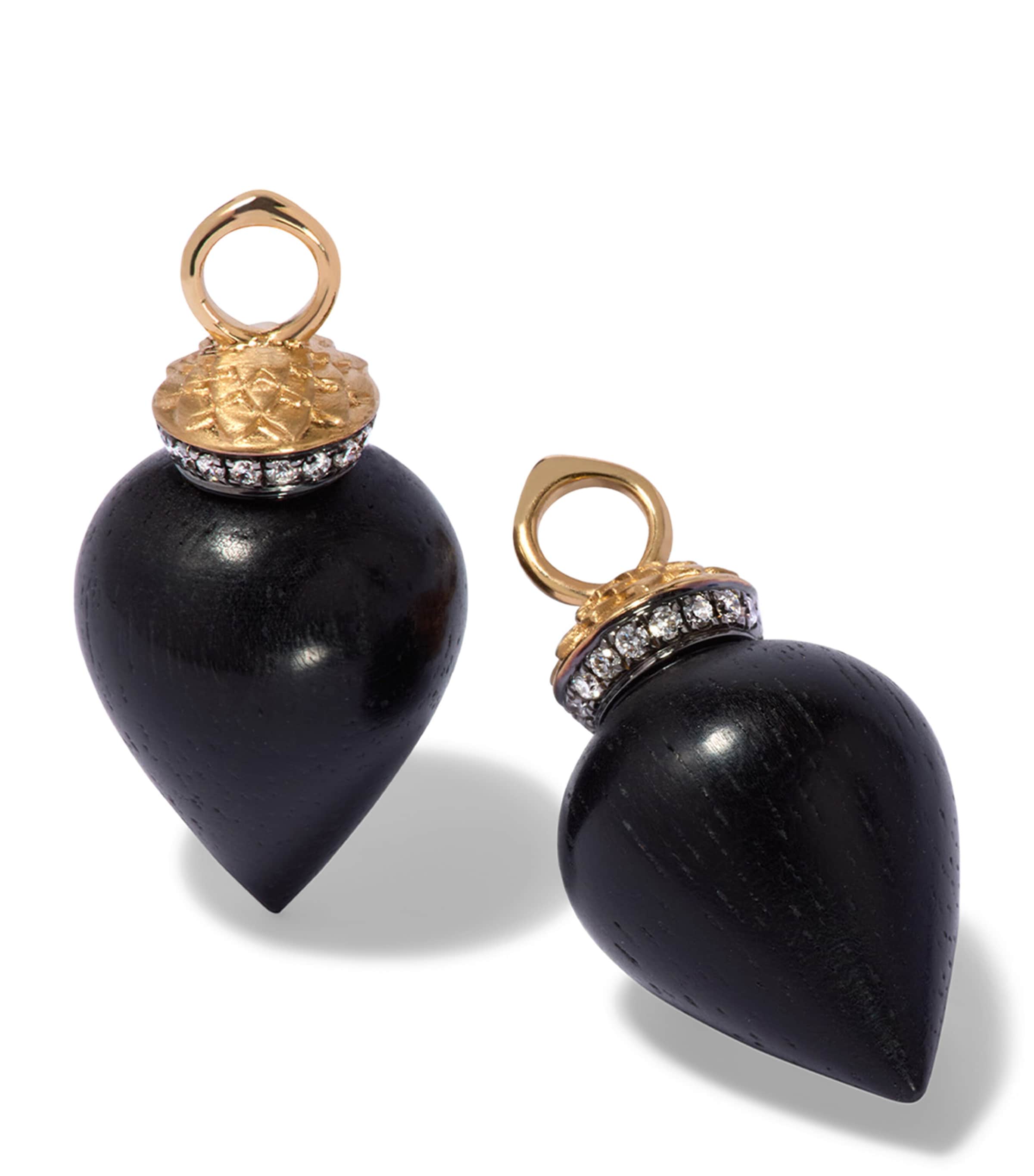 Annoushka Yellow Gold and Diamond Touch Wood Earring Drops