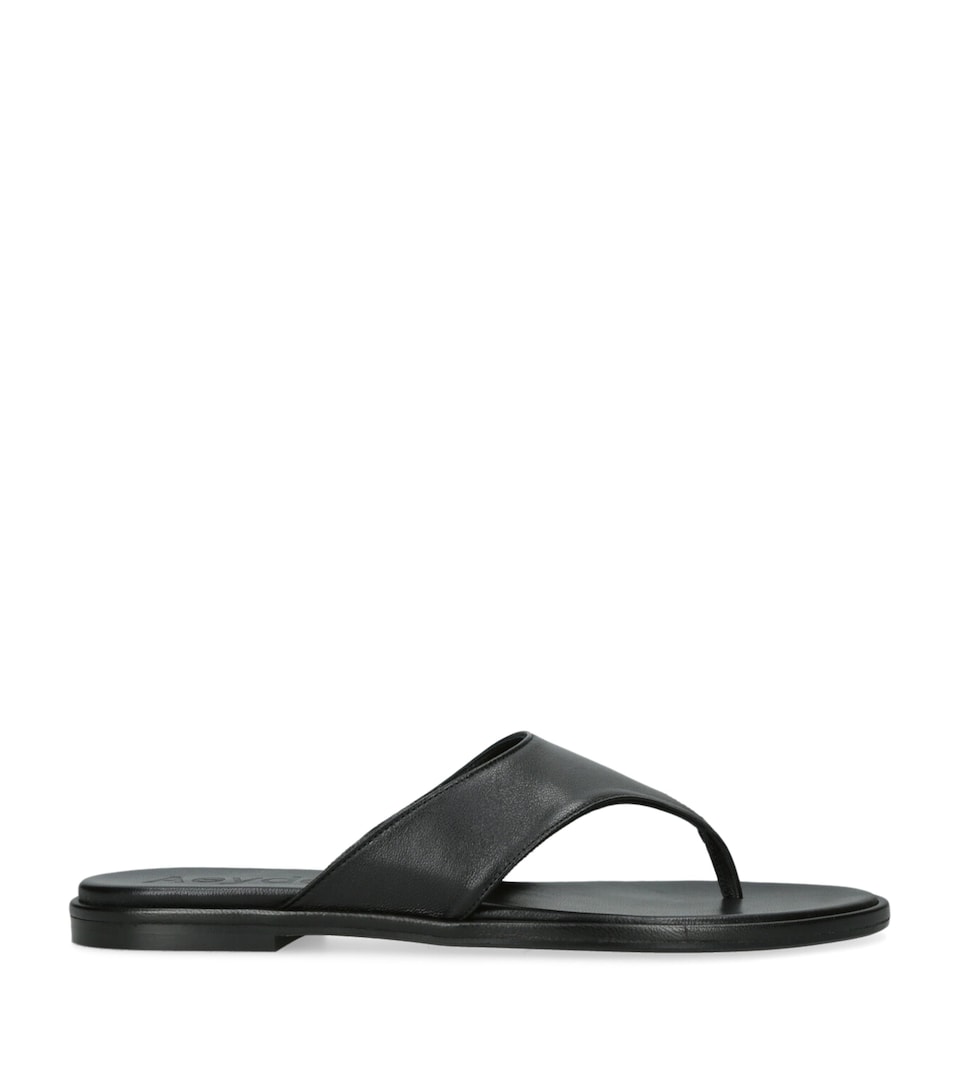 aeyde Leather Amaya Flip Flops Black