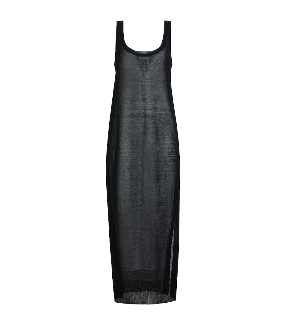 Alaïa Womens Linen-Silk Midi Slip Dress Black